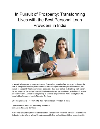 Top personal loan providers in India
