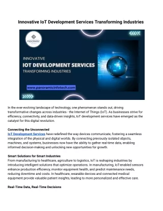 innovative iot development services transforming