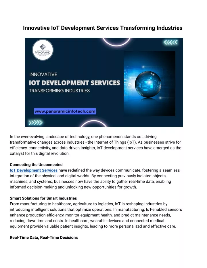 innovative iot development services transforming