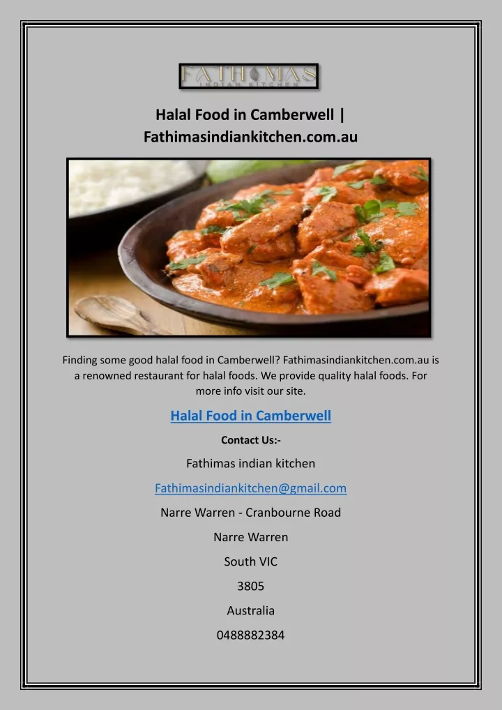 halal food in camberwell fathimasindiankitchen