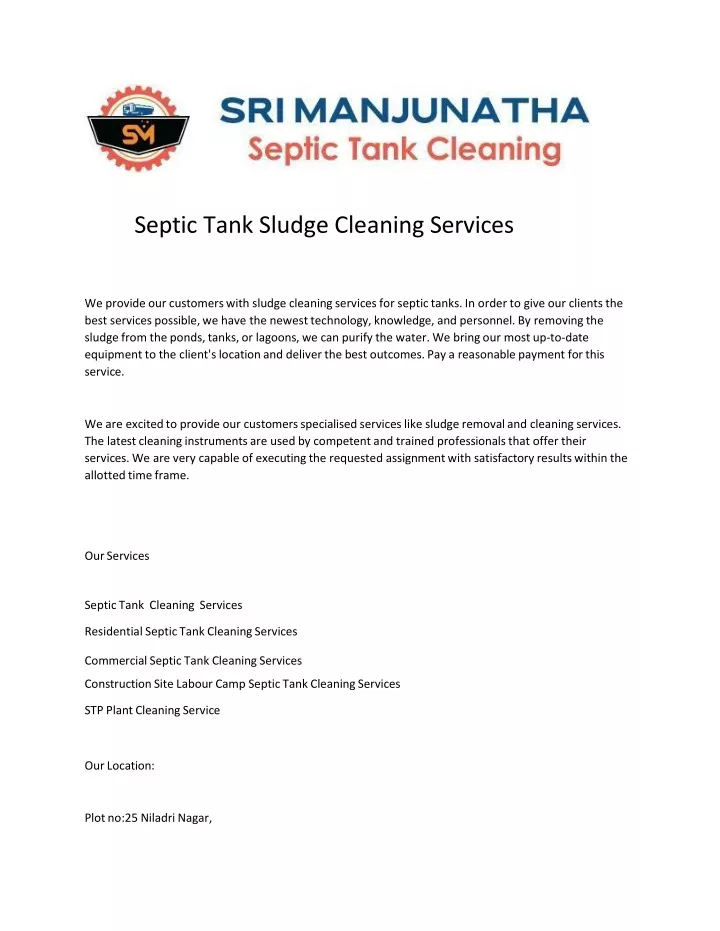 septic tank sludge cleaning services