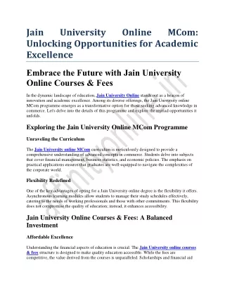 jain unlocking opportunities for academic