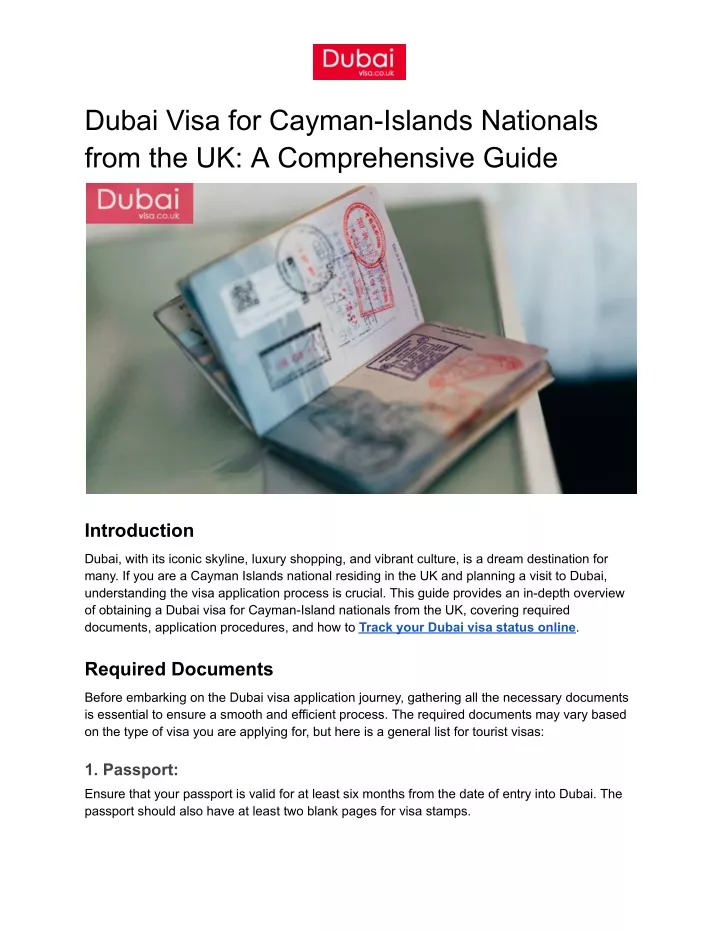 dubai visa for cayman islands nationals from