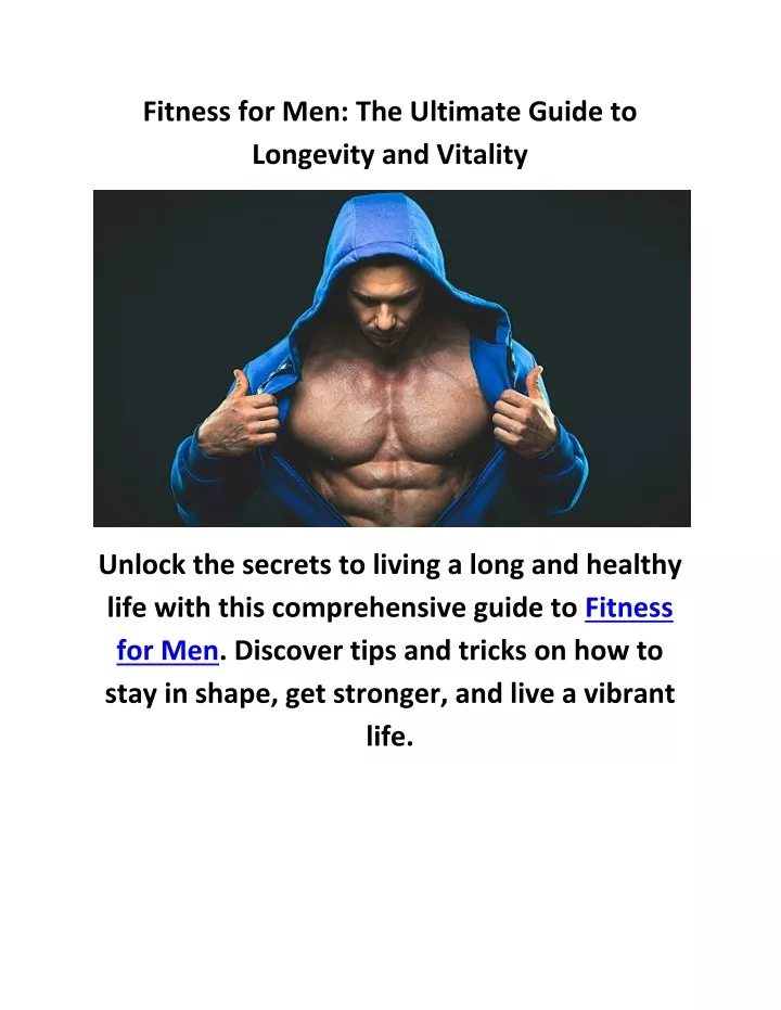 fitness for men the ultimate guide to longevity
