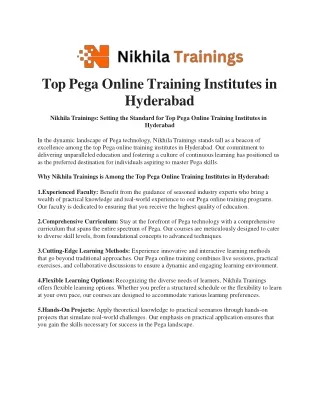Top Pega Online Training Institutes in Hyderabad