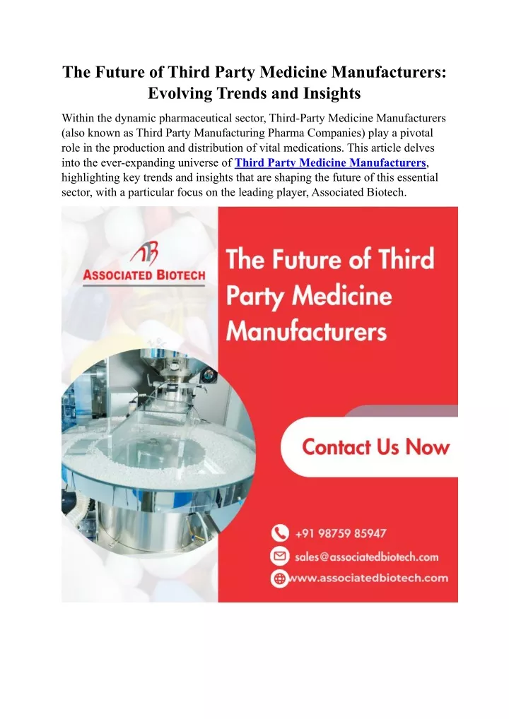 the future of third party medicine manufacturers