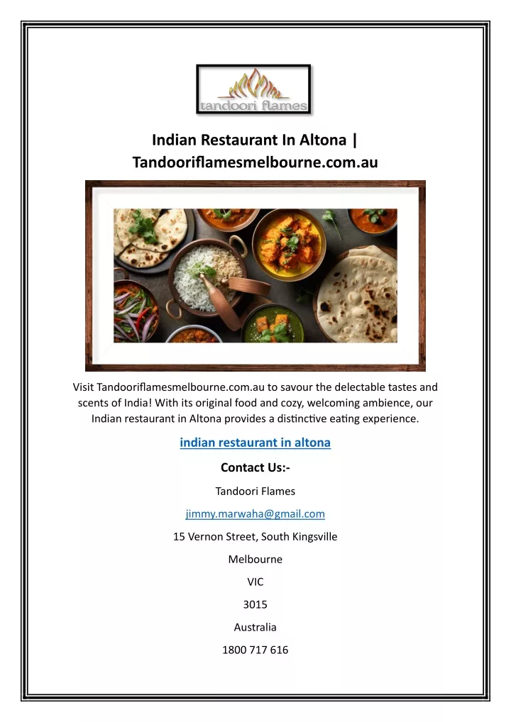 indian restaurant in altona