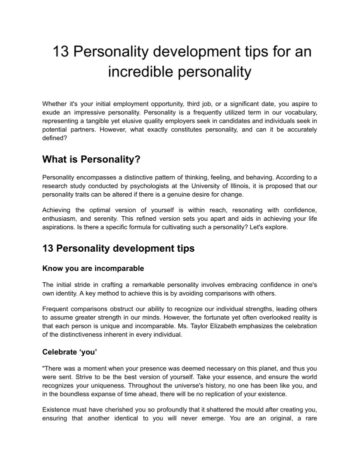 13 personality development tips for an incredible