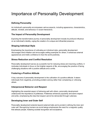 Importance of Personality Development - MindSage International
