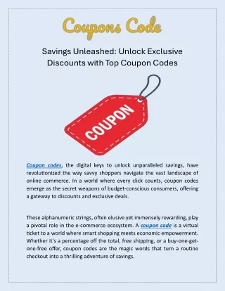 Savings Unleashed Unlock Exclusive Discounts with Top Coupon Codes