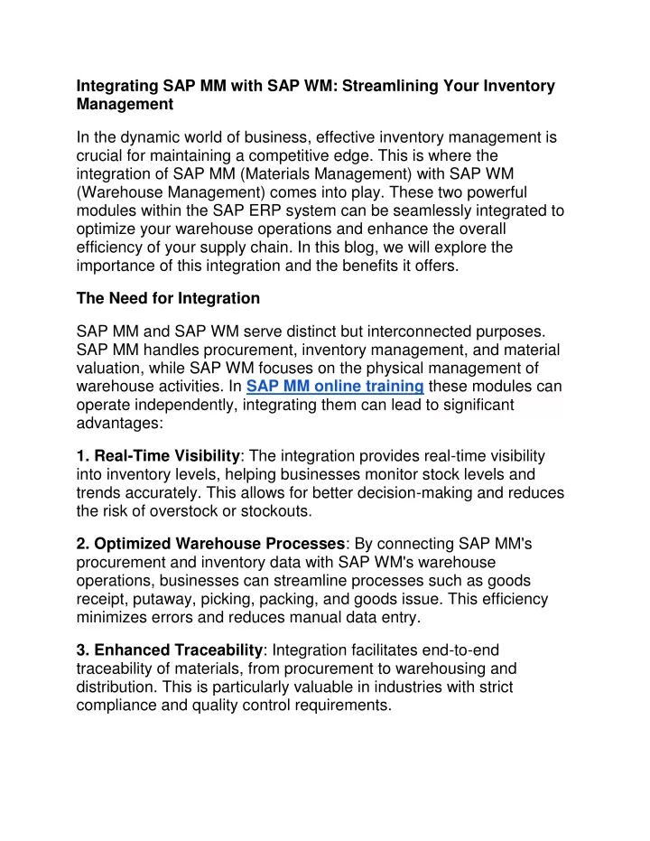 integrating sap mm with sap wm streamlining your