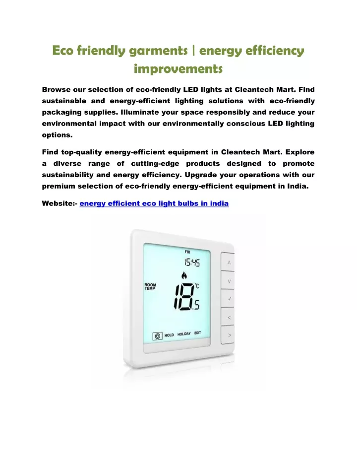 eco friendly garments energy efficiency