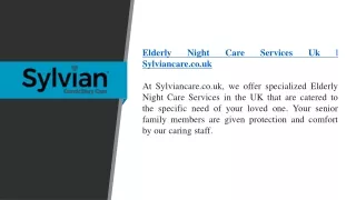 Elderly Night Care Services Uk  Sylviancare.co.uk