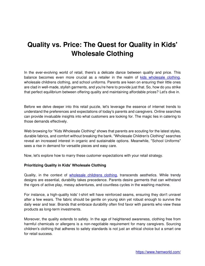 quality vs price the quest for quality in kids
