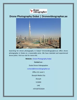 Drone Photography Dubai  Dronevideographer.ae