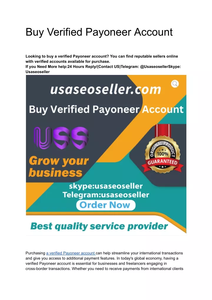 buy verified payoneer account