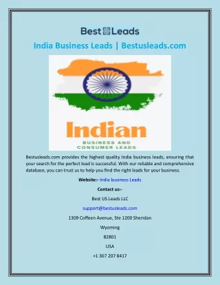 India Business Leads  Bestusleads