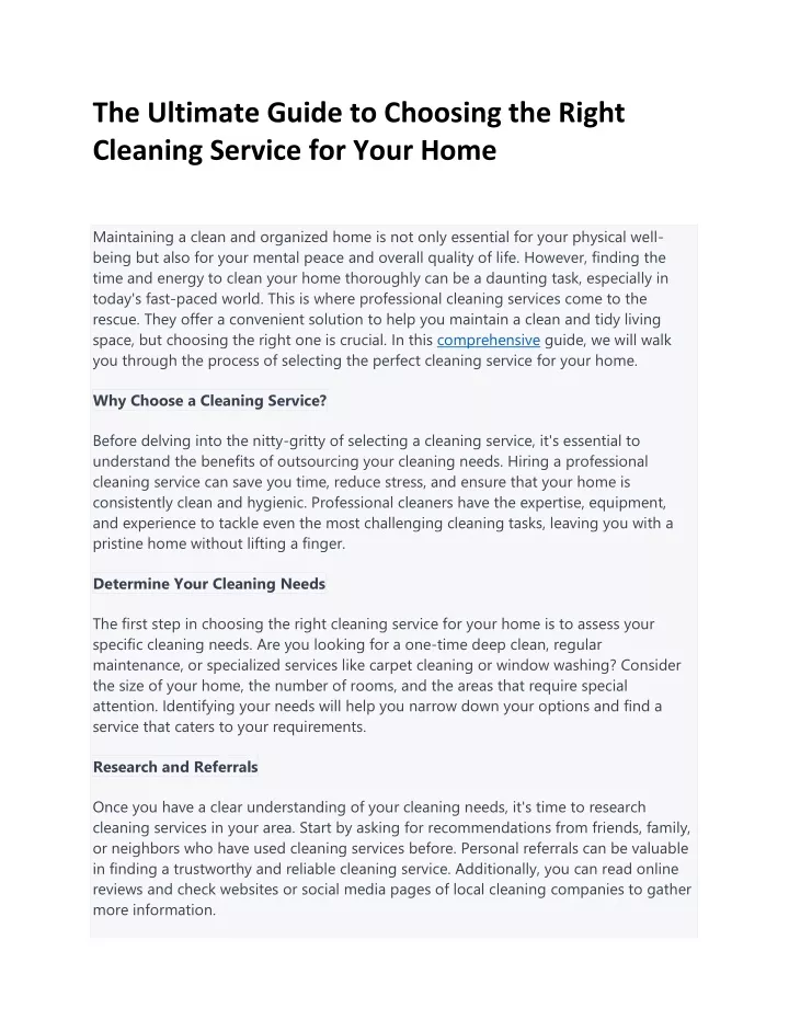 the ultimate guide to choosing the right cleaning