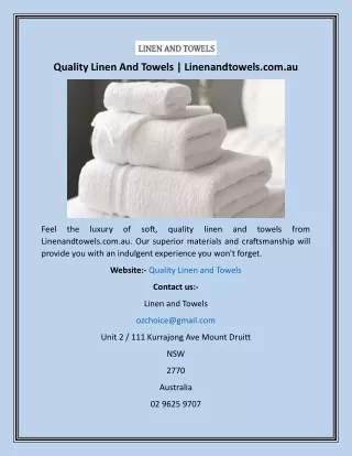 Quality Linen And Towels  Linenandtowels.com