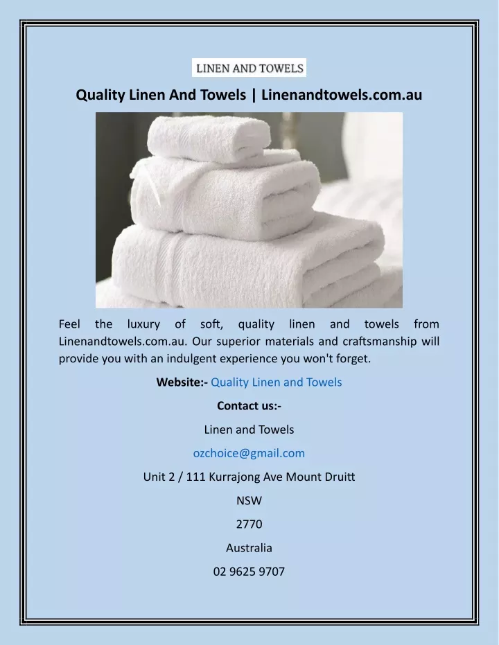 quality linen and towels linenandtowels com au