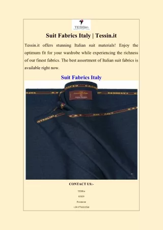 Suit Fabrics Italy  Tessin.it