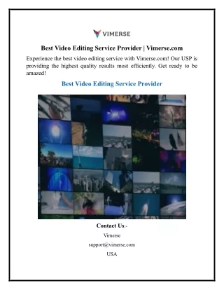 Best Video Editing Service Provider  Vimerse.com