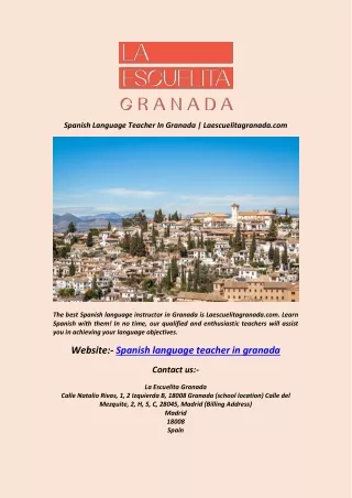 Spanish Language Teacher In Granada  Laescuelitagranada.com