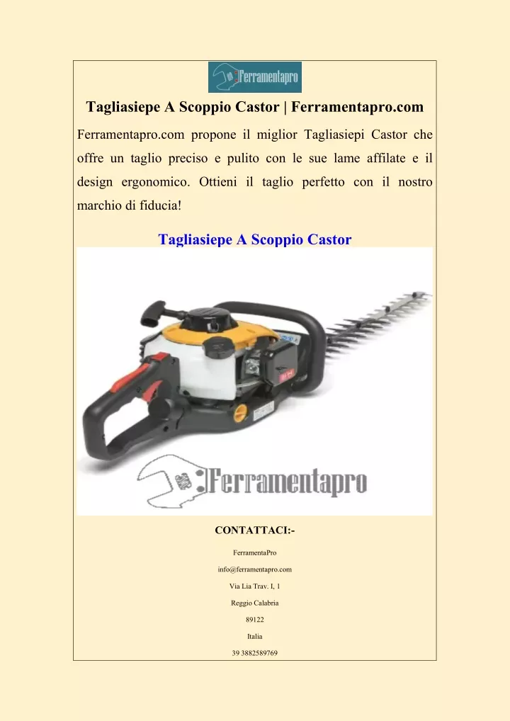 tagliasiepe a scoppio castor ferramentapro com