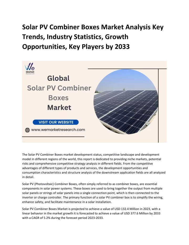solar pv combiner boxes market analysis