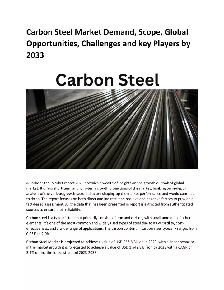 carbon steel market demand scope global