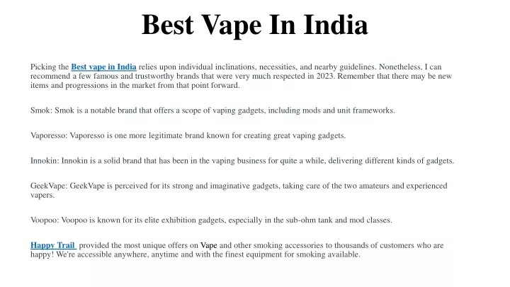 best vape in india