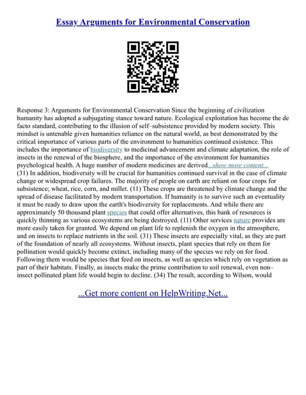 Environmental Conservation Essay