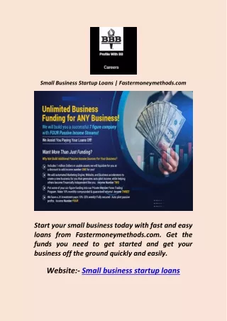 Small Business Startup Loans  Fastermoneymethods.com