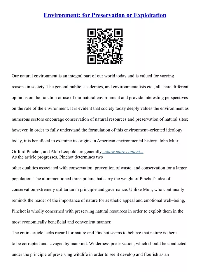 essay on preservation of environment