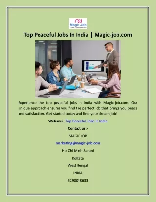 Top Peaceful Jobs In India  Magic-job