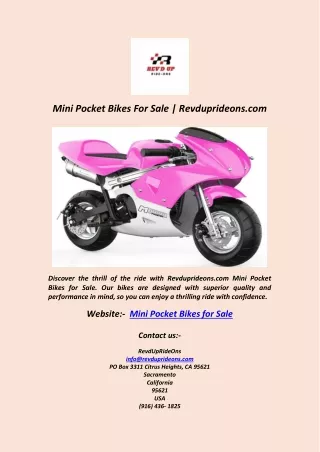 Mini Pocket Bikes For Sale  Revduprideons.com