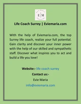 Life Coach Surrey  Eviemaria