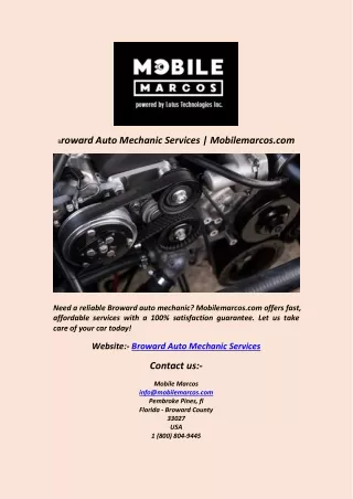 Broward Auto Mechanic Services  Mobilemarcos.com