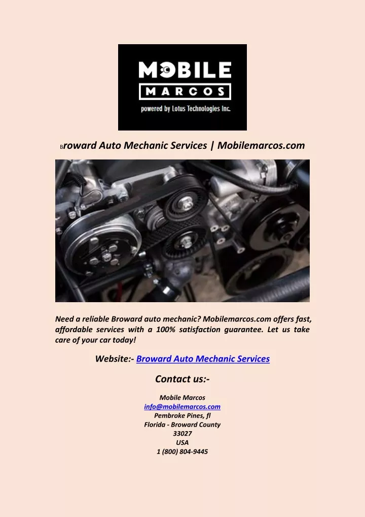 b roward auto mechanic services mobilemarcos com