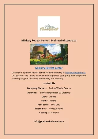 Ministry Retreat Center | Prairiewindscentre.ca