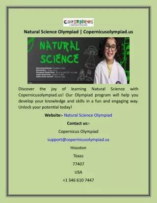 Natural Science Olympiad  Copernicusolympiad.us