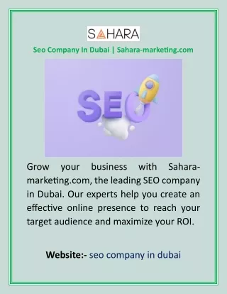 Seo Company In Dubai  Sahara-marketing