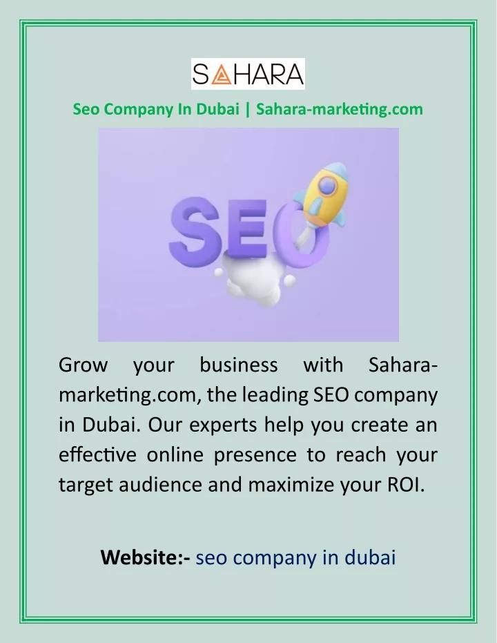 seo company in dubai sahara marketing com