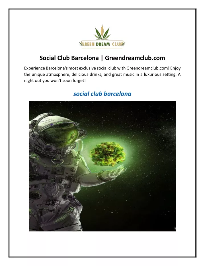 social club barcelona greendreamclub com