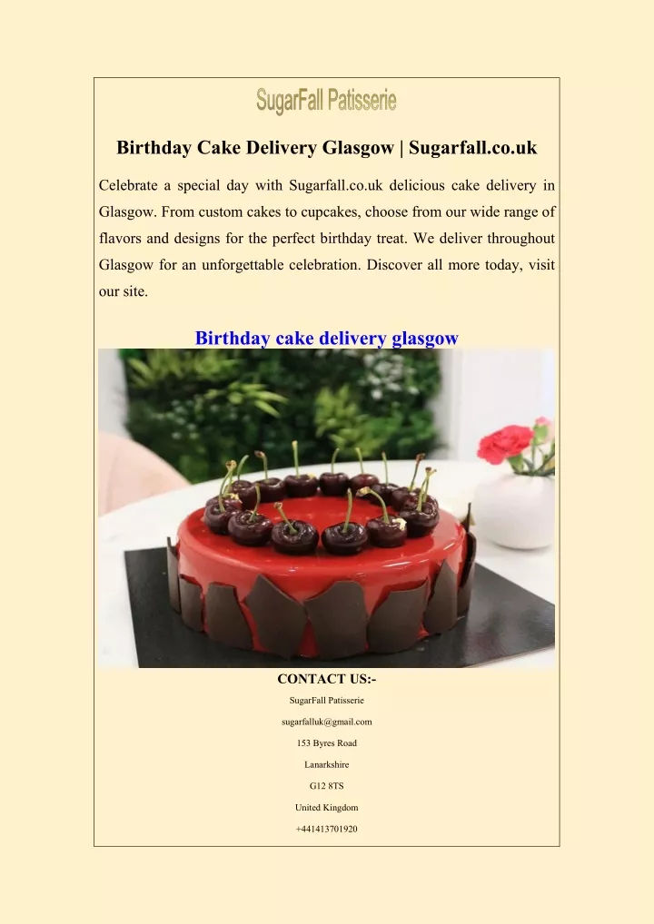 birthday cake delivery glasgow sugarfall co uk