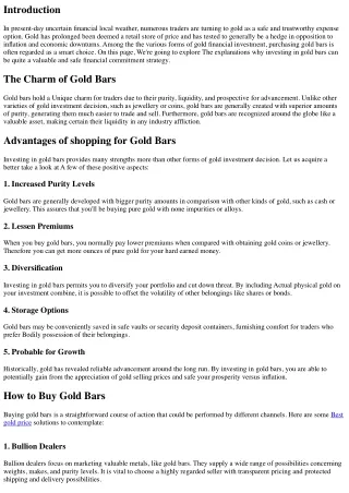 Buying Gold: Why Shopping for Gold Bars is a Smart Choice