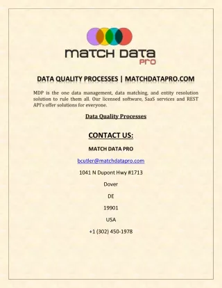 Data Quality Processes | Matchdatapro.com
