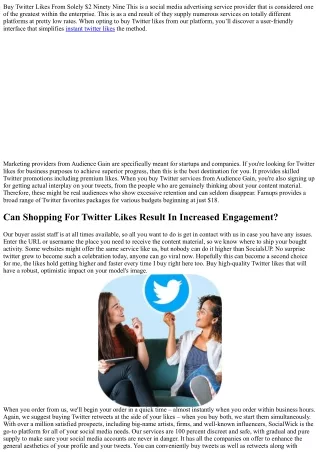 buy twitter likes from solely 2 ninety nine this