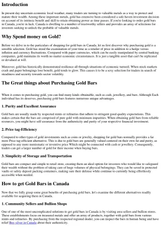 Buy Gold Bars in Canada: Unlocking the Likely of Important Metals