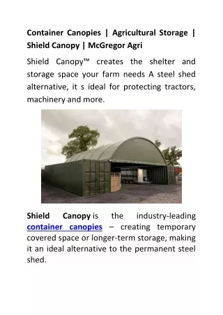 Container Canopies - Agricultural Storage - McGregor Agri